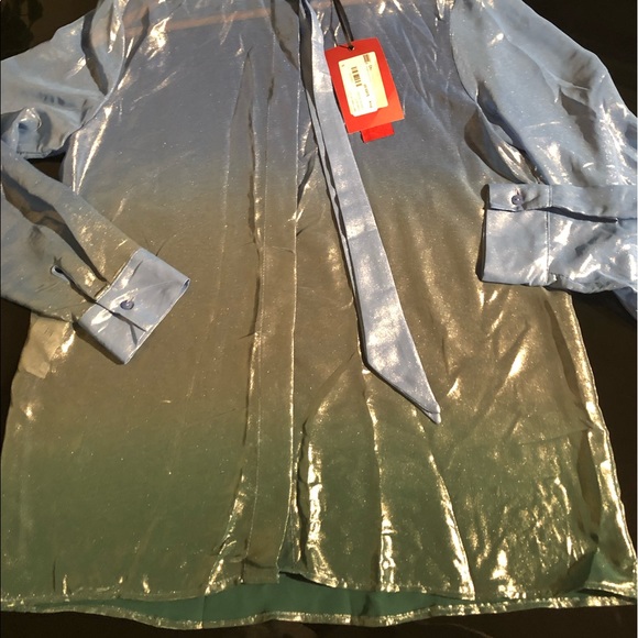 Luminous shiny blue and green blouse. Size S - Picture 5 of 8